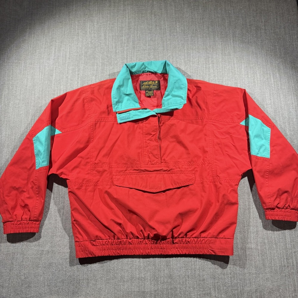 Vintage Eddie Bauer Jacket‎ Womens Medium Retro Red Anorak Pullover Ski 90s Y2K